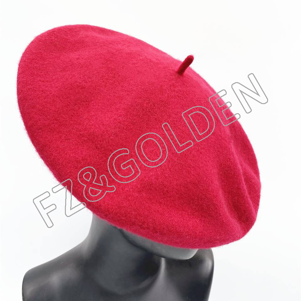 Export Pompom Knitted Hat Factory -
Wholesale Custom 100% Wool Female Warm France Berets Hat - FUZHI
