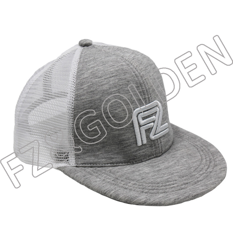 Cheapest Mesh Cap Manufacturer -
Flat Visor 6 Panel Air Cotton+Mesh Snapback Trucker Cap - FUZHI