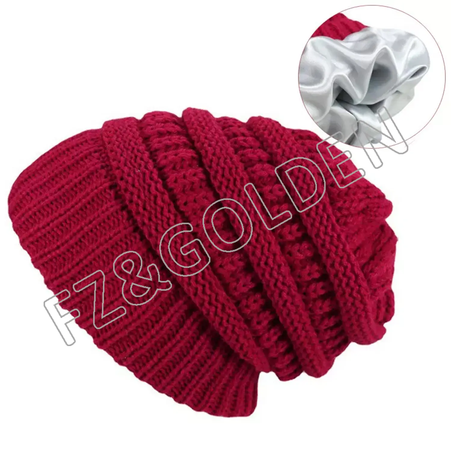 High-Quality Sports Beanie Manufacturer –
winter knitting knitted silk satin lined beanie hat for women – FUZHI