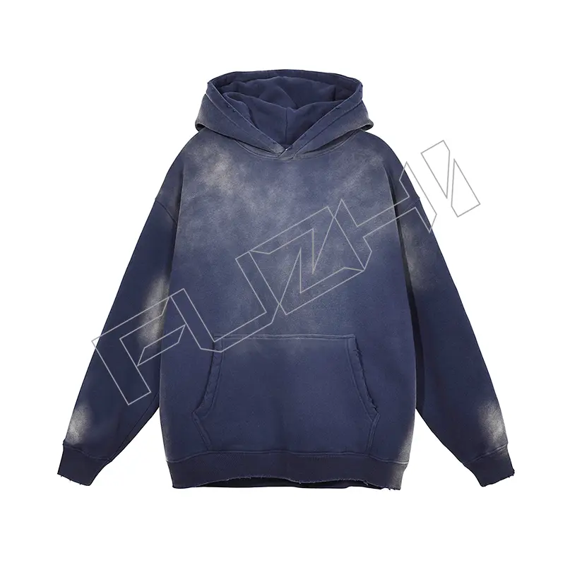 FZWH-1003 Fashion washed hole hoodie and pants hipster hoodie set washed fleece or terry hoodie and pants