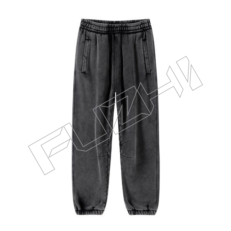 FZWP-4263 Customize high quality unisex color washed cotton pants(fleece)