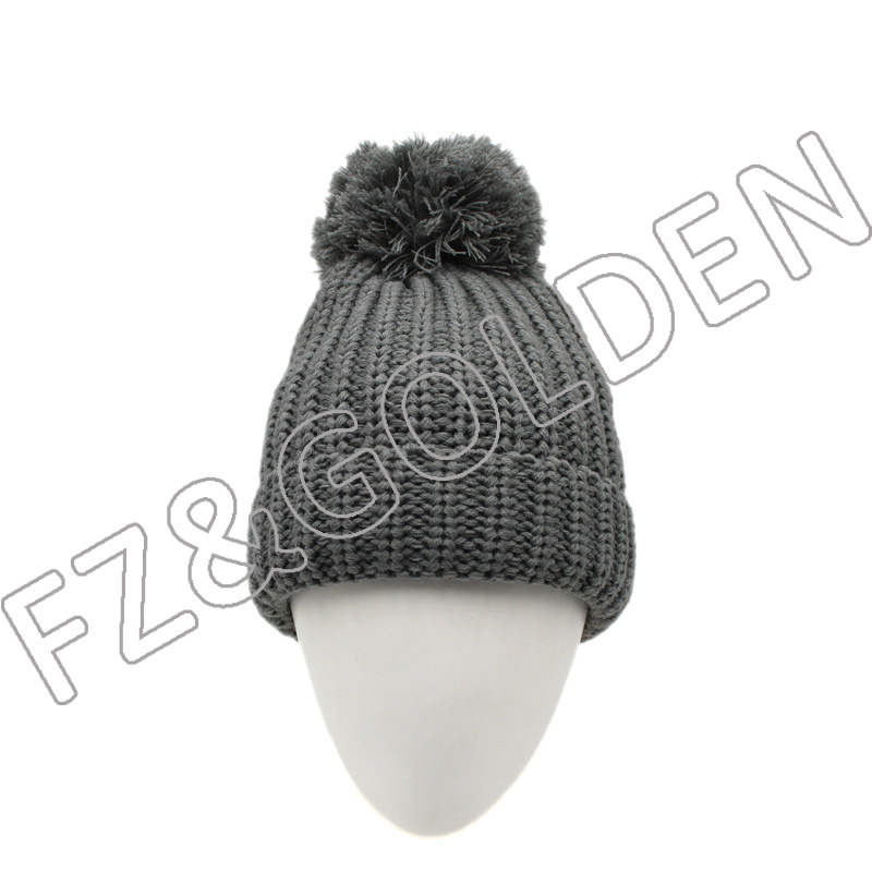 Export Acrylic Beanie -
Polyester Knitted Hat With Ball - FUZHI