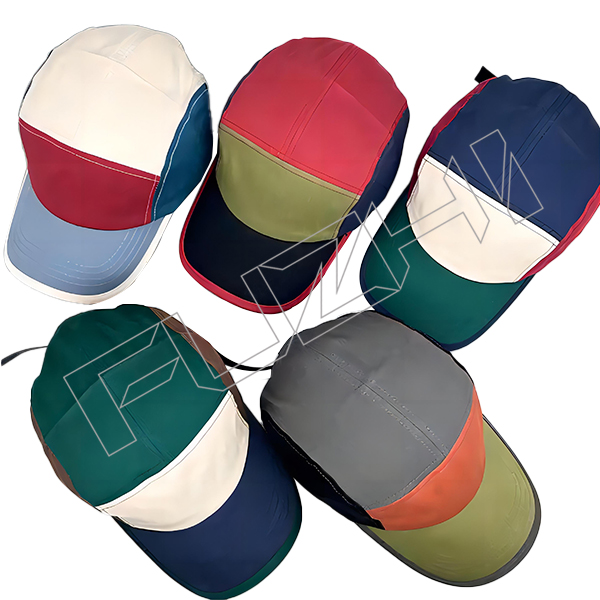 FZBS-5814 Unisex Wholesale 100% Cotton 5 Panel Color Matching Camping Caps with Adjustable Closure