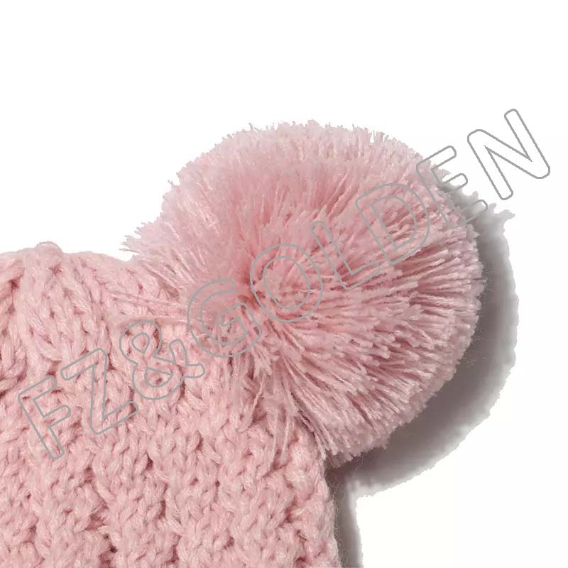 FZBH20250716-1 Manufacture Keep Warm Baby Kids Wool Bowknot Knitted Double PomPom Beanie Winter Hats With Bow