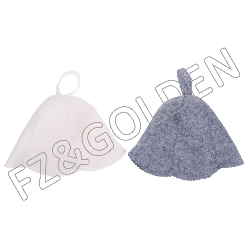 China Beret Hat Supplier -
Unisex Russian Banya Hut Helmet Style Hung Loop Head Protection White Women Wool Sauna Hat - FUZHI