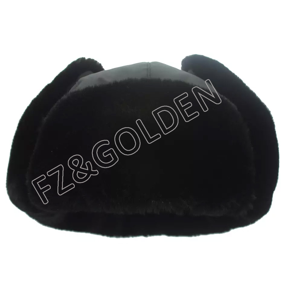 FZWH20250716 Custom russian style fur Snow earflap Cap Plush fur Ski trapper Bomber Winter Hat