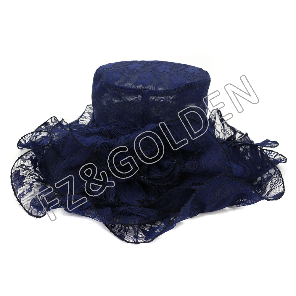 Wholesale Golf Hat Manufacturer -
Women's Tea Party Sun Church Kentucky Derby Wide Brim Mesh Flowers ladies fashion hats - FUZHI