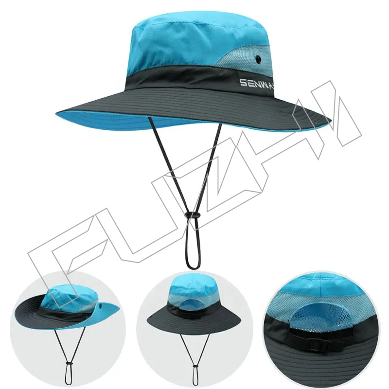 FZFH20250625-6 Women's Summer Mesh Wide Brim Sun UV Protection Hole Fisherman Cowboy Bucket ponytail bucket hat