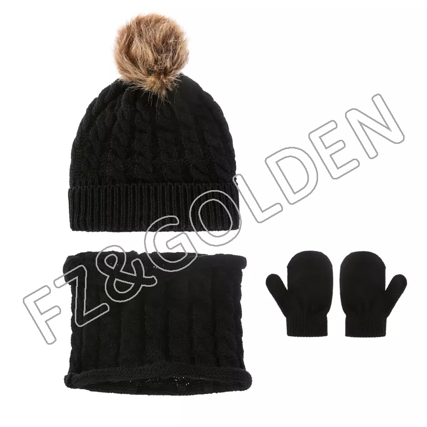 OEM/ODM Sports Glove Factory -
winter custom jacquard knit fleece lined cute beanie hat and scarf and glove set for children - FUZHI