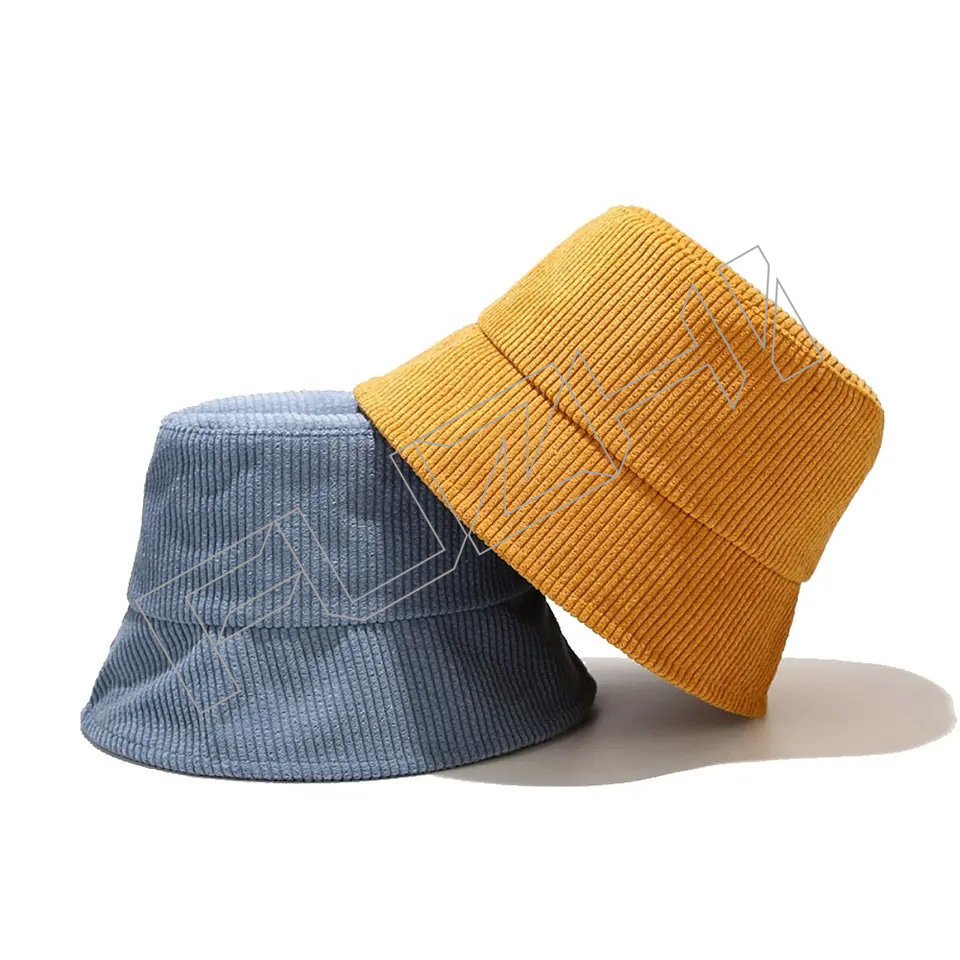 FZFH20250625-4 Custom Logo Yellow Black Brown 100% Polyester Character Adults Unisex plain blank corduroy bucket hats custom logo
