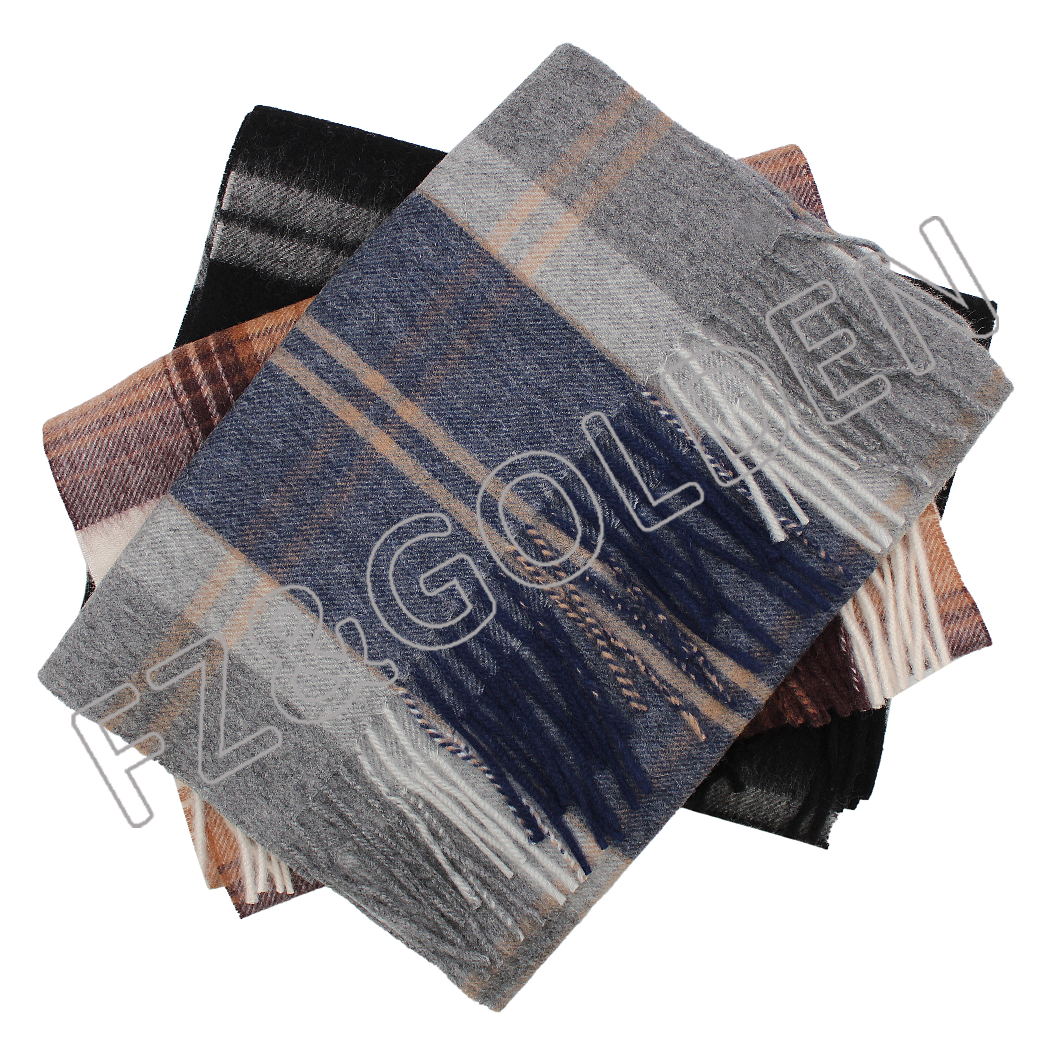 FZSC-3025 Item Fabric 100% Wool Size 32*180cm Feature Comfortable and Breathable Fashion Plaid Warm Pashmina Imitation Wool Neck Scarves Fringe Winter Shawl Winter Women Stylish cashmere scarf
