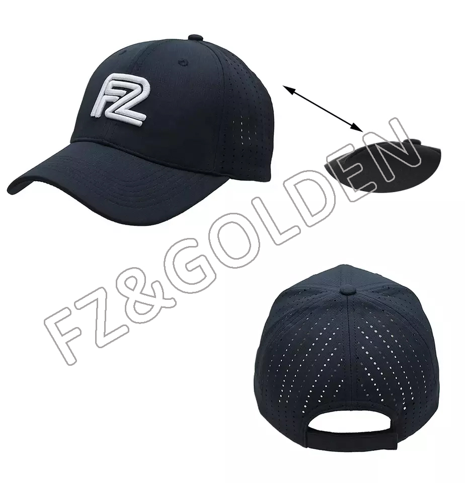 FZBC20250722 Custom Men High Quality 5 Panel Logo Sport Dad Hat Laser Cut Hole Perforated Baseball Cap performance hats