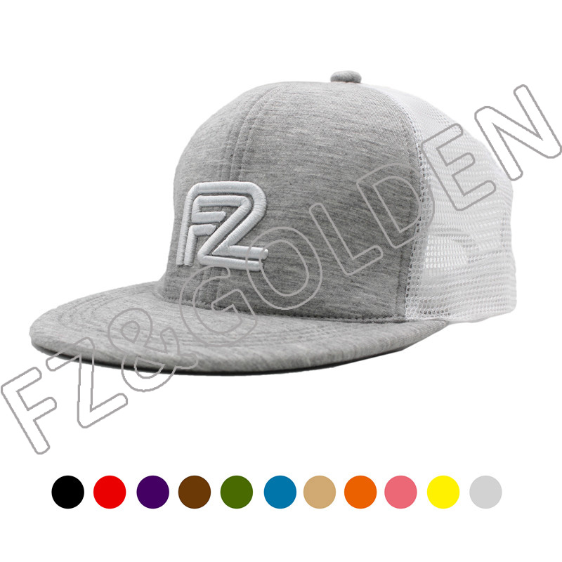 Cheapest Mesh Cap Manufacturer -
Flat Visor 6 Panel Air Cotton+Mesh Snapback Trucker Cap - FUZHI