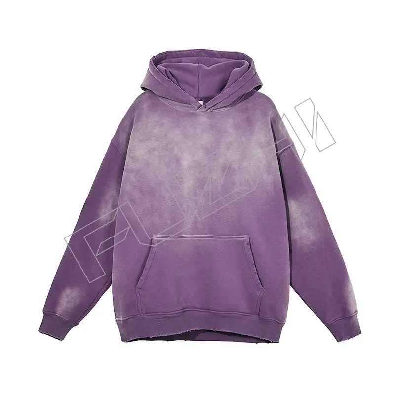 FZWH-1003 Fashion washed hole hoodie and pants hipster hoodie set washed fleece or terry hoodie and pants