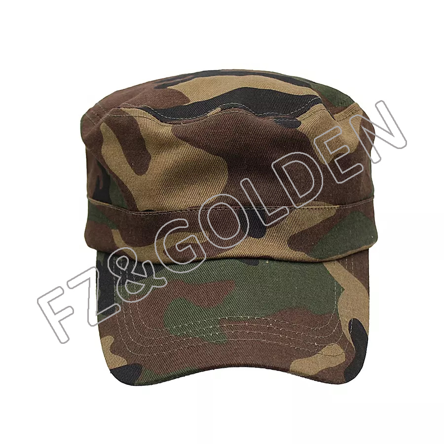 FZCC20250722 Cadet Military Hat Unisex Adjustable Flat army Caps for sale