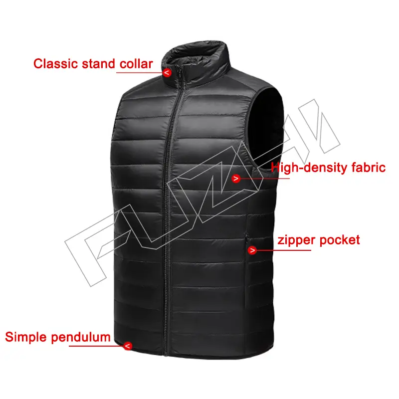 FZJA-1007 New stand collar autumn winter men and women unisex down vest jacket thin down vest coat