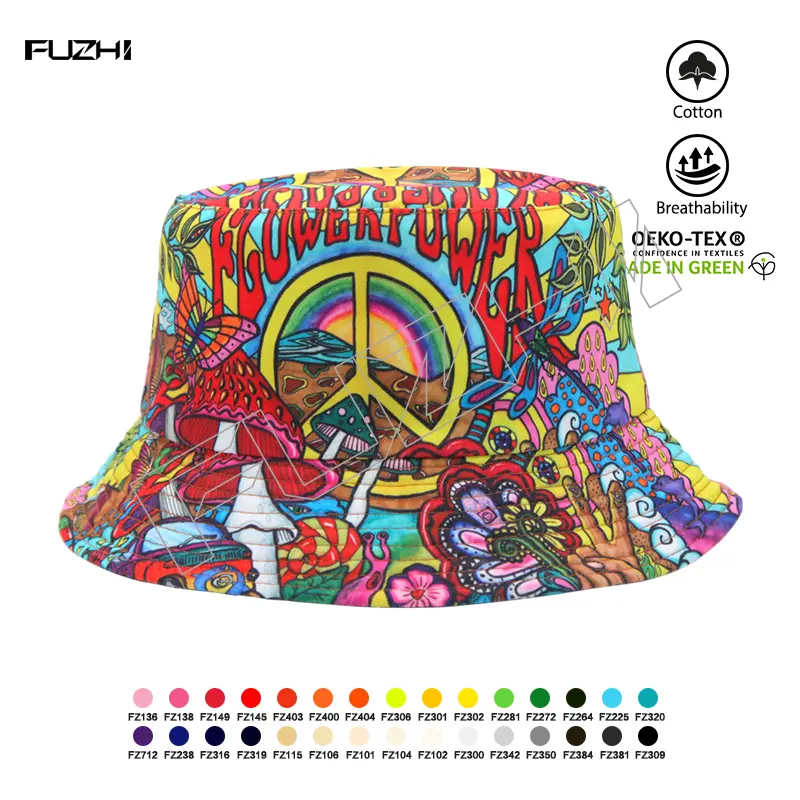 FZFH-1011 New fashion full print bucket hat fisherman hat sun hat