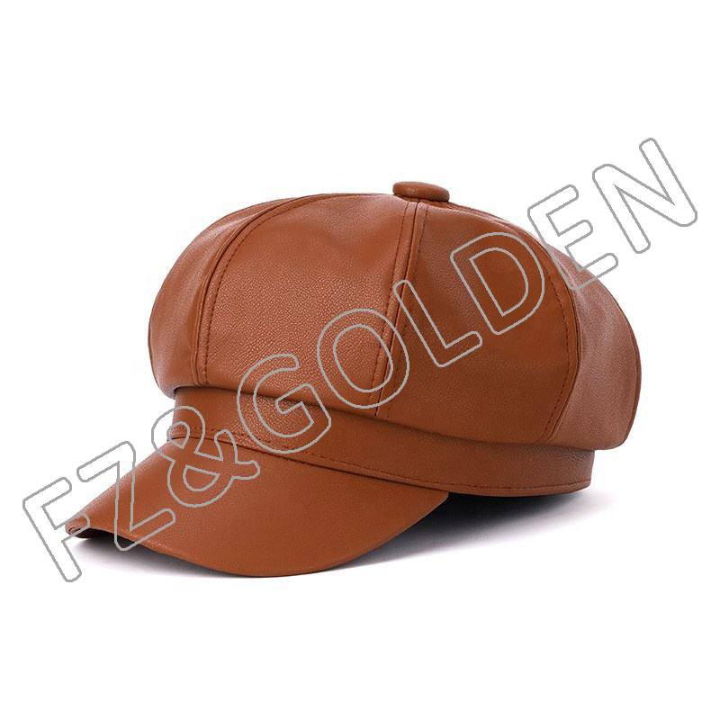 FZBH-2001 Newsboy Plain Cabbie Gatsby Ivy Leather Visor Beret Caps for Women
