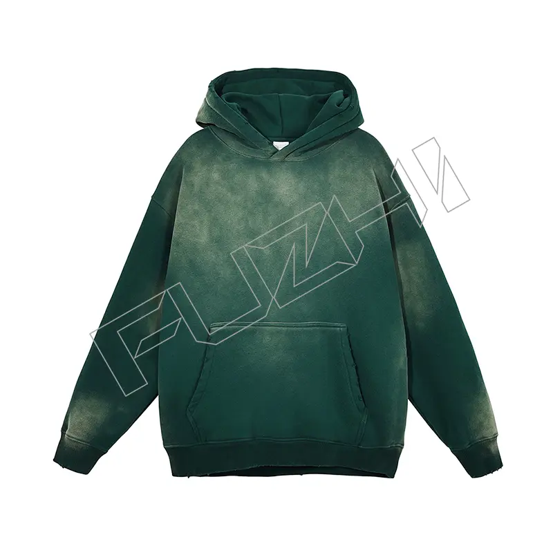 FZWH-1003 Fashion washed hole hoodie and pants hipster hoodie set washed fleece or terry hoodie and pants