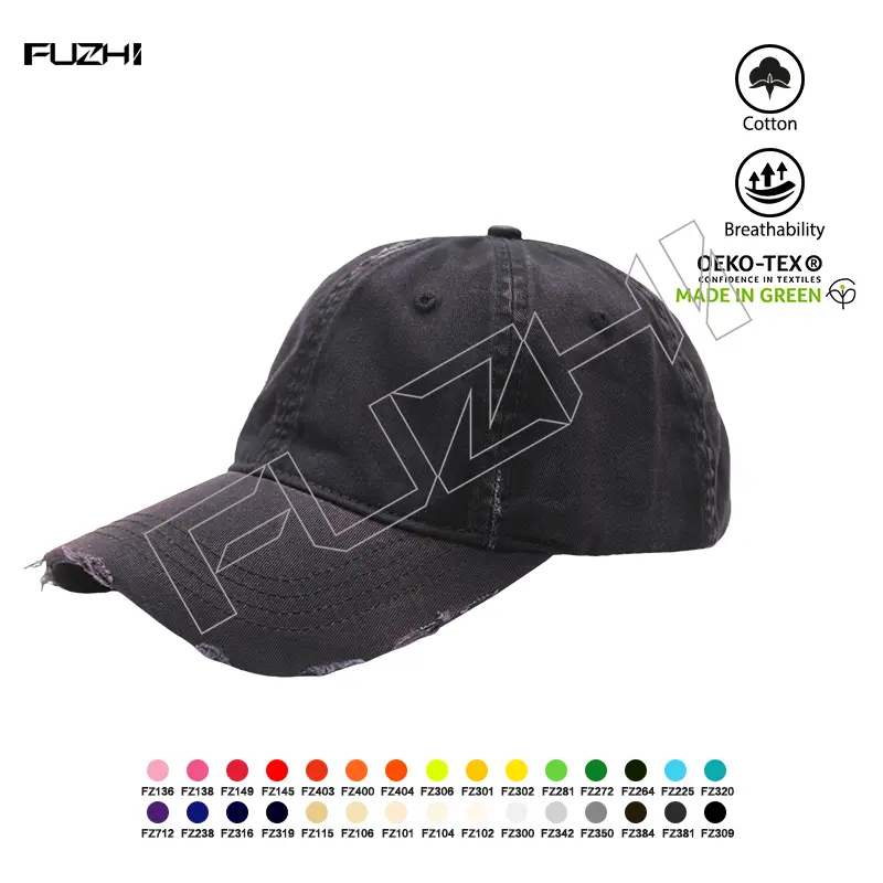 FZBC-6113 Fashion broken washed vintage cap men’s and women’s fashion brand water wash hole baseball cap outdoor sports travel sun protection washed cap Featured Image
