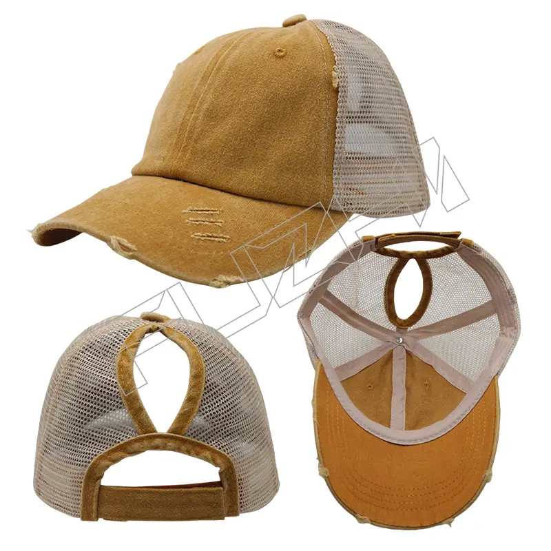 FZBC-6109 New fashion broken trucker washed vintage cap for men and women the same vintage fashion brand mesh baseball cap baseball cap wash to make old cap