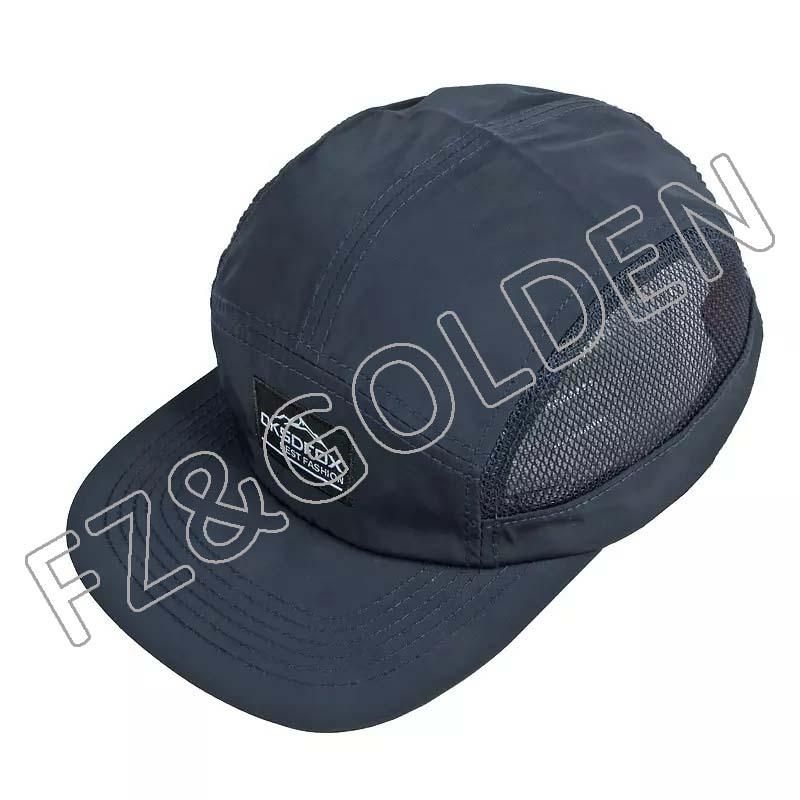 FZBC20250716-5 Wholesale Custom Logo 5 Panel Flat Bill Mesh SnapBack Sports Gorras Luxury Polyester Trucker Hat Hip Hop Snap back Cap