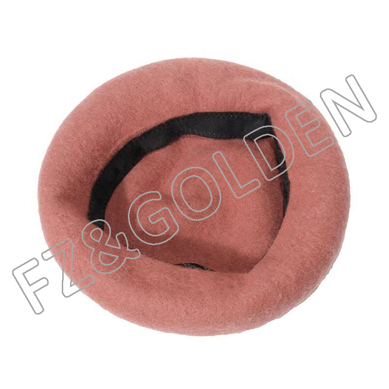 FZBH-4001 New Fashion High Quality Custom Logo Plain Multi Color Wool Classic Beret Hat for Women