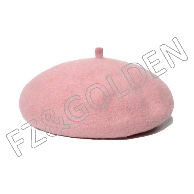 FZBH-4001 New Fashion High Quality Custom Logo Plain Multi Color Wool Classic Beret Hat for Women